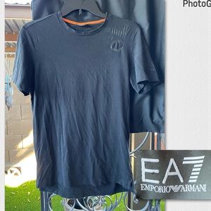 Emporio Armani 7 EA7 Graphic Cotton Short Sleeve Hi Lo Hem Crew Neck T-Shirt SM